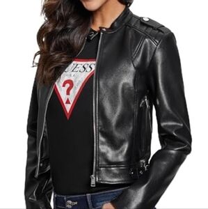 Guess Women's Sleek Black Leather Jacket